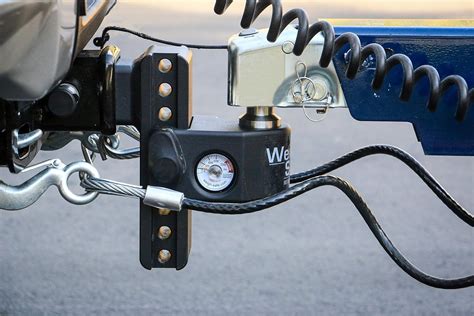 Black Powder Coated Steel 12,500 GTW Adjustable Trailer Hitch w/Hydraulic Scale Stainless Steel ...