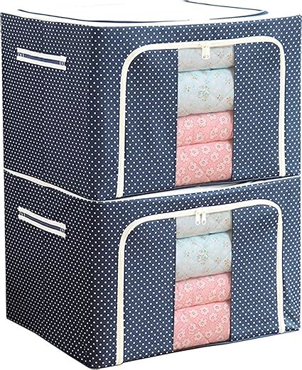 2pcs Storage Boxes Clothes Storage Container Set Oxford Cloth Closet ...