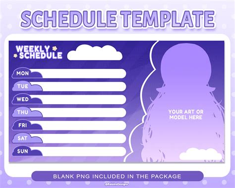 Stream Schedule Template for Twitch & Youtube Streaming / Dreamy Purple ...