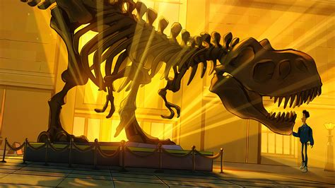 T-Rex Skeleton Night at the 4K #9500h Wallpaper PC Desktop