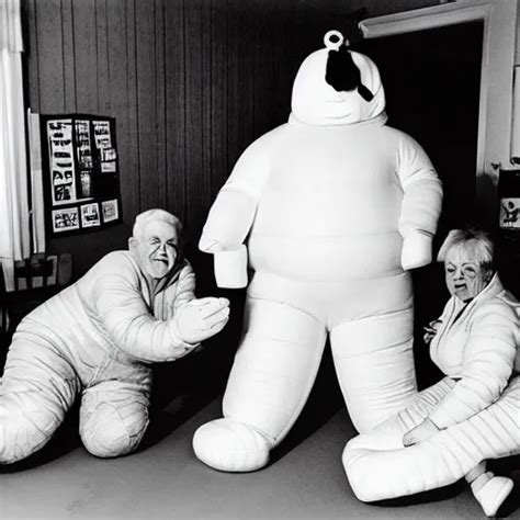 a couple of grandparents wearing michelin man costume | Stable Diffusion | OpenArt