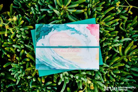 Custom Watercolor Beach Wedding Invitations by ALFIE Design