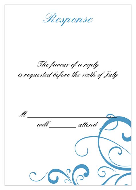 Response Cards with Menu Choices Wording