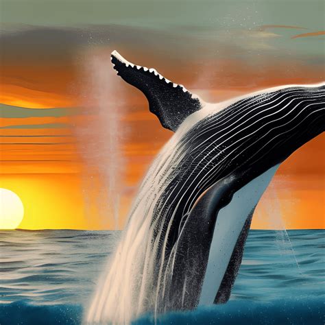 Big Whale Jumping High in Bright Colorful Sunset · Creative Fabrica