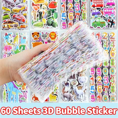 40-60-Different-Sheets-3D-Stickers-for-Kids-Puffy-Children-Stickers ...