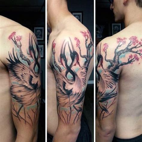 60 Crane Tattoo Designs For Men - Masculine Bird Ink Ideas