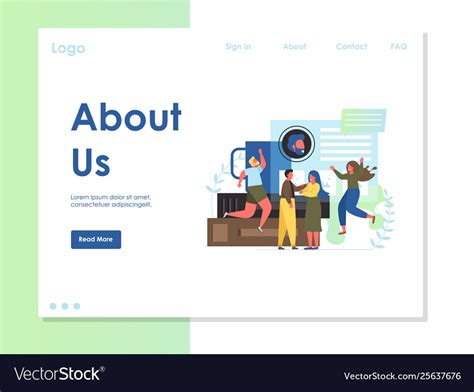 About us website landing page design Royalty Free Vector