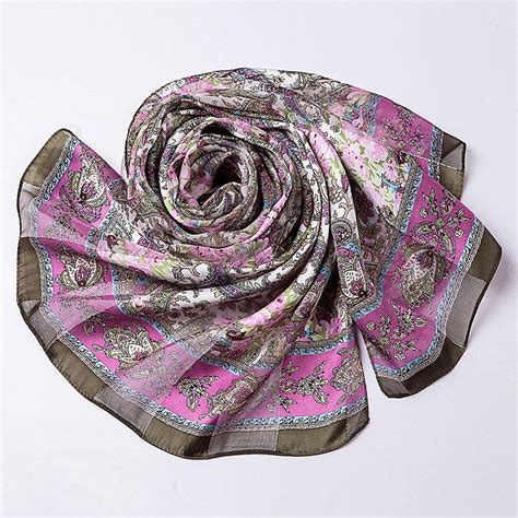 100% premium silk scarf women long functional beautiful scarf - Dark ...