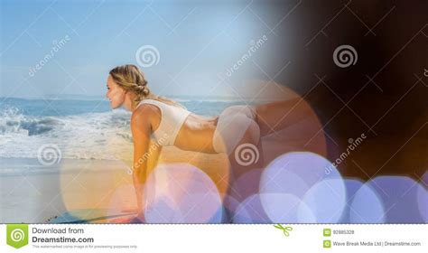 Woman Performing Yoga at Beach Stock Photo - Image of health, people: 92885328