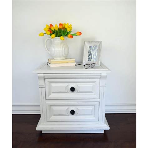 White Distressed Nightstand | Chairish