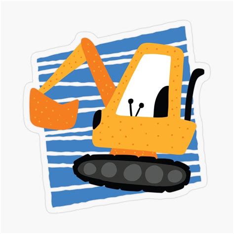 'Cute Yellow Excavator Machinery' Transparent Sticker by K-Constantine | Transparent stickers ...