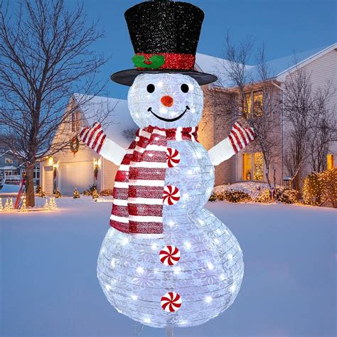 Buy 4.1FT Lighted Snowman Outdoor Christmas Decorations, Folding ...