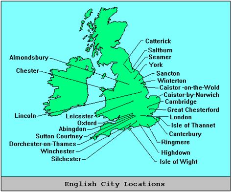 Early Settlements - English Cities - Map