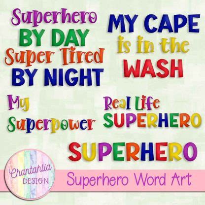 Free Word Art in a Superhero Theme for Digital Scrapbooking