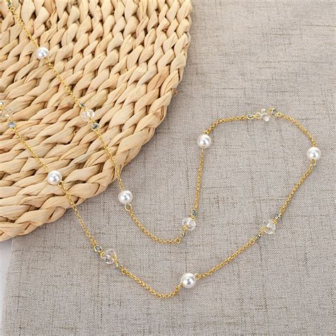 Best Artificial Pearl Gold Plated Long Chain Necklace