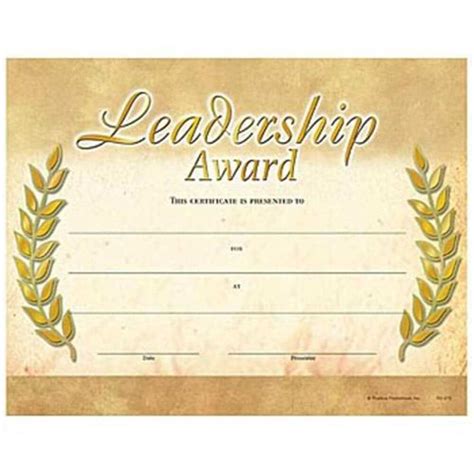 Leadership Award Gold Foil-Stamped Certificates – Pack Of 25 for Leadership Award Certificate ...