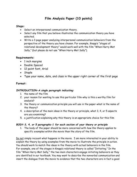 Interpersonal Film Analysis Paper