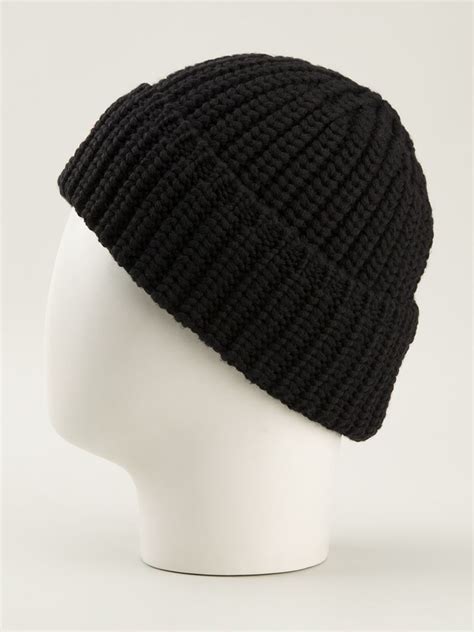 Lyst - Moncler Ribbed Knit Beanie Hat in Black for Men