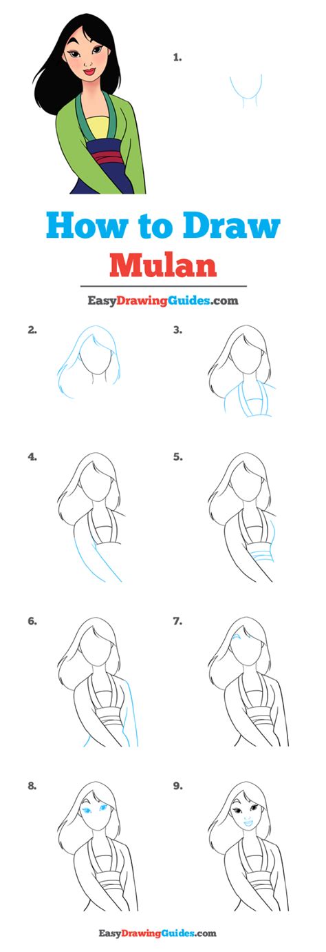 How to Draw Mulan - Really Easy Drawing Tutorial | Drawing tutorial ...