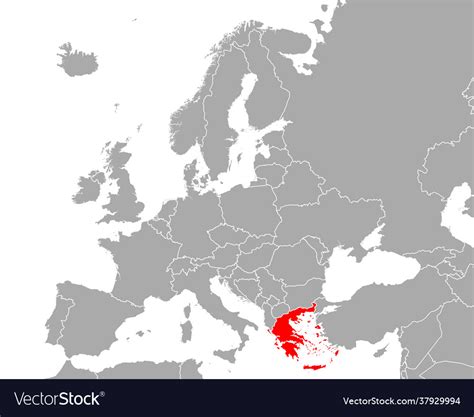 Map greece in europe Royalty Free Vector Image