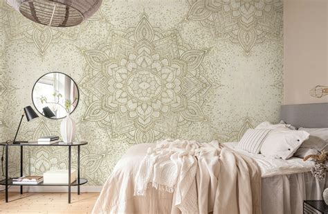 Boho Golden Mandala Mural Wallpaper | Happywall