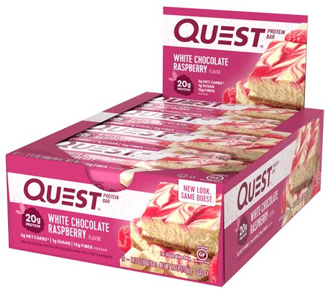 Quest Nutrition White Chocolate Raspberry Protein Bar, High Protein, Low Carb, Gluten Free, Keto ...