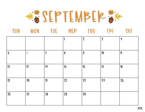 Printable September Calendar-Style 10 | September calendar, September calendar printable, Free ...