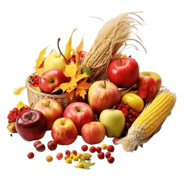 Harvest With Apples, Rye, Corn, Red Berries PNG Transparent Image and ...