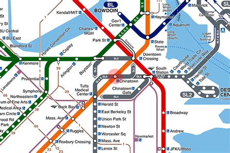 Chinatown station map - Boston subway