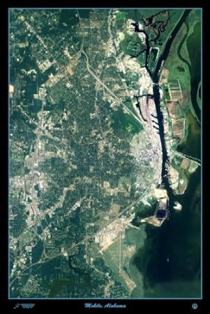 Amazon.com: Satellite Map of Mobile, Alabama. Satellite poster map ...