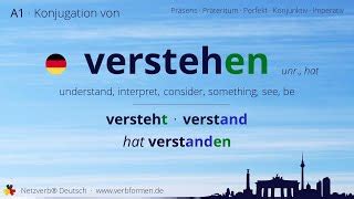 Conjugation Verstehen 🔸 German verb in all tenses and forms | Conjugate in past, present and future