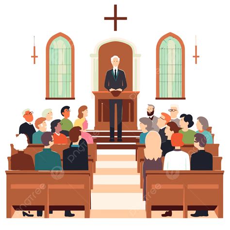 Family Praying In Church Clipart