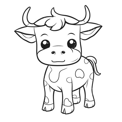 Cute Baby Cow That Can Be Used As A Coloring Page Outline Sketch Drawing Vector, Cow Drawing ...