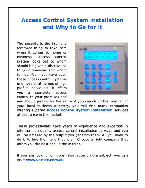 Access Control System Installation and Why to Go for It by VACSEC - Issuu