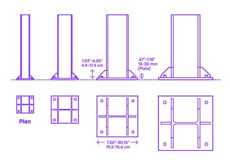 Steel Connection - Base Plate, Stiffeners Dimensions & Drawings | Dimensions.com