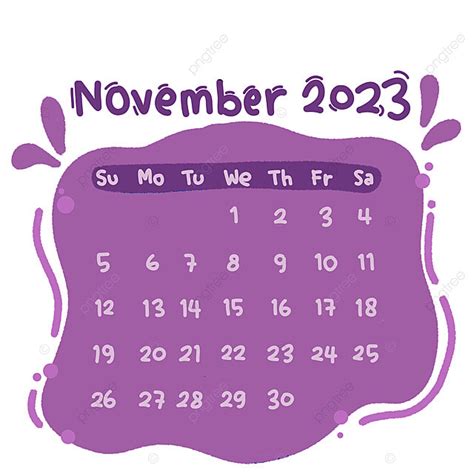 Colorful November 2023 Calendar Template Download on Pngtree