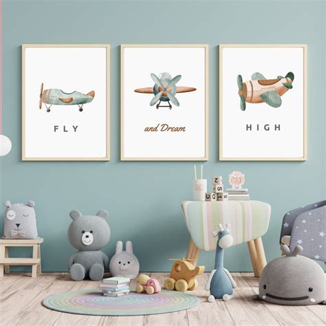 Airplane Wall Decor Art, Plane Nursery Plane Instant Download, Boy Kids ...