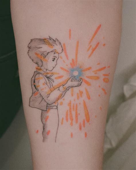 Howl and Calcifer from Howl’s Moving Castle by @mylittleblueforest - Tattoogrid.net