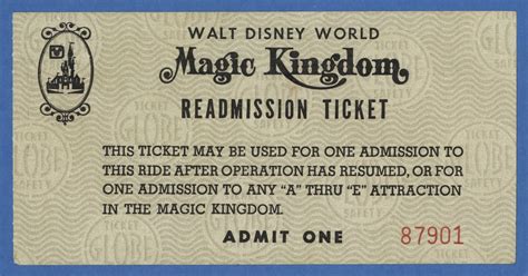 Vintage Disneyland Tickets: Walt Disney World - Readmission Ticket