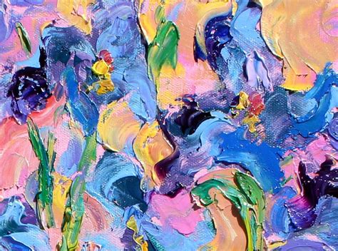 Iris Garden painting Original oil palette knife impressionism | Etsy