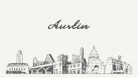 Premium Vector | Austin skyline, texas, usa, hand drawn vector ...