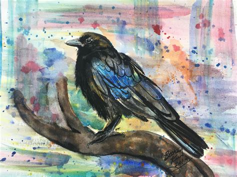 Watercolor Crow Painting Art Print by Bethany Kerr - Etsy