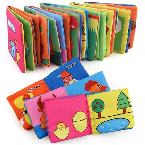 LittLove 6 Types Sensory Toys Cloth Fabric Books English Educational Infant Learning Toy Baby ...