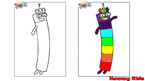 Numberblocks Number Seven How To Draw and Colour Numberblocks 7 - Drawings for Kids - Hammy Kids ...