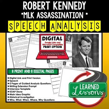 Robert F. Kennedy MLK Assassination Speech Analysis and Writing ...