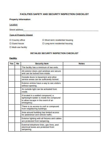 FREE 7+ Security Inspection Checklist Templates in PDF | MS Word | Free ...