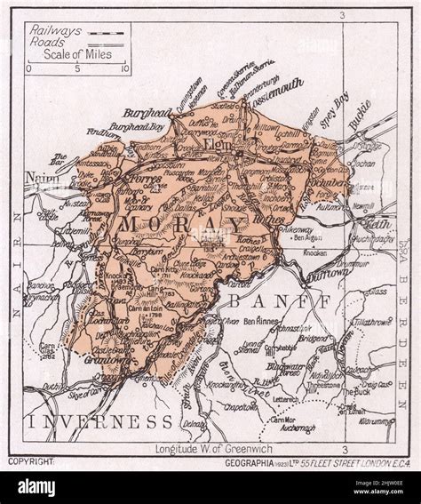 Map of Morayshire (1913 Stock Photo - Alamy