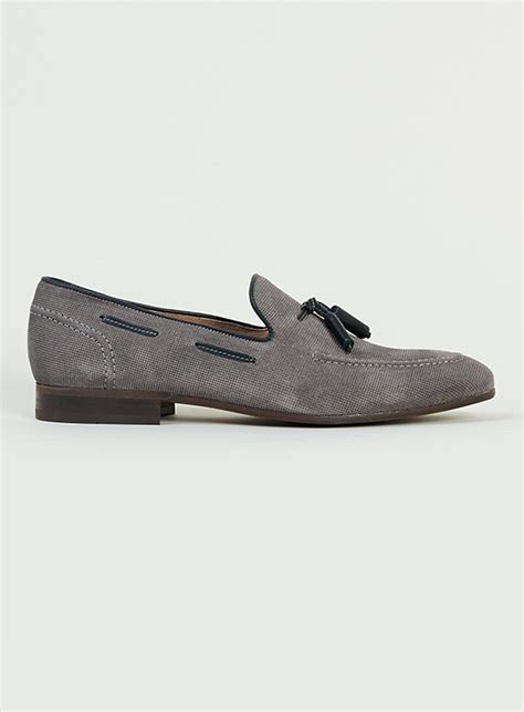 Hudson Pierre Stamp Grey Suede Loafers in Gray for Men (GREY) | Lyst