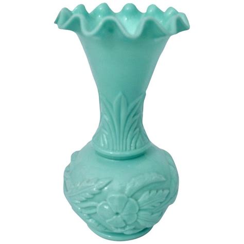 Art Nouveau Opaline Glass Vase, Mint Color Portieux Vallerysthal ...