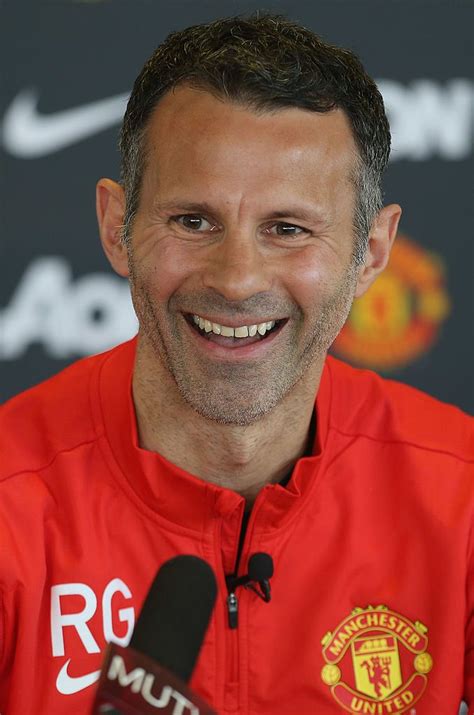 MANCHESTER, ENGLAND - APRIL 25: (EXCLUSIVE COVERAGE) Ryan Giggs of Manchester United speaks ...